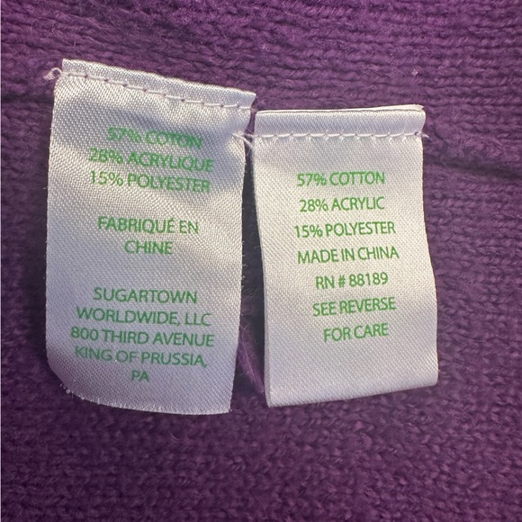 Lilly Pulitzer Kippa Sweater Pullover Purple Pom Bobble Long Sleeve Sz L REPAIR - Picture 6 of 9